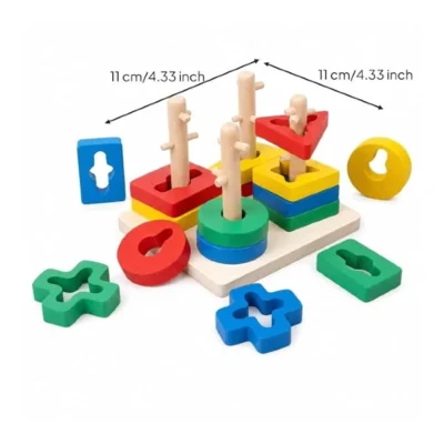Дрвена играчка за редење форми 11 × 11 cm – слика 2