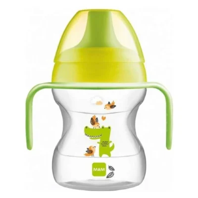 chashka za uchenje pienje MAM 190 ml so rachki vo sina rozeva i zholto zelena varijanta