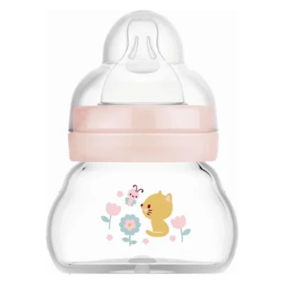 malo shishe za bebe MAM 90 ml so kapache vo plava krem i rozova boja