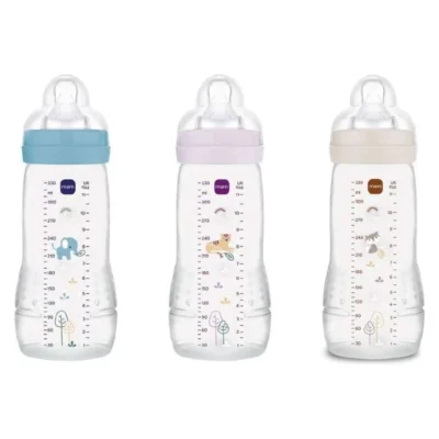 shishe za bebe 330 ml MAM Easy Active vo plava svetlovioletova i krem boja