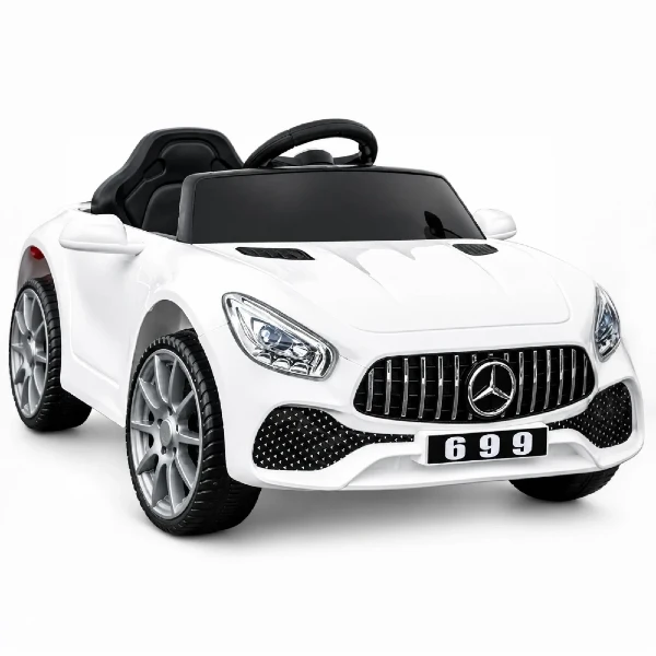 detski avtomobil na akumulator mercedes 699-1 vo bela boja so crno sedishte
