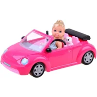 kukla Kiki so rozov kabriolet – Mala kukla Kiki so rozov kabriolet i kuchence Masen Toys 11 sm