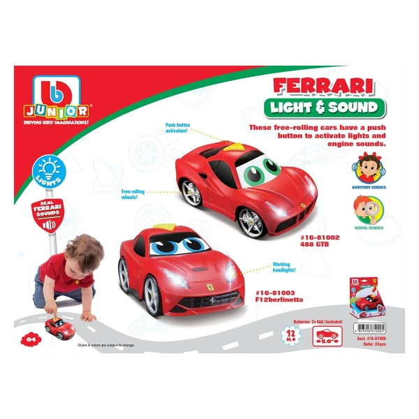 Автомобил BB Junior Ferrari со светло и звук, 13 см – дополнителен приказ 6