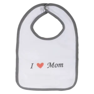 Бело лигавче Bubaba со сив раб, I love mom или I love dad – I love mom