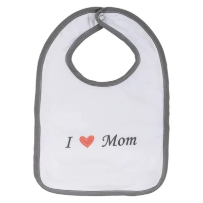 Бело лигавче Bubaba со сив раб, I love mom или I love dad – I love mom