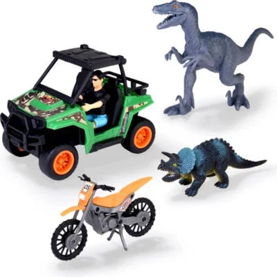 Дино авантура Dickie со UTV, мотоцикл, чувар и 2 диносауруси – дополнителен приказ 2