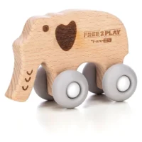 Дрвено слонче Free 2 Play со силиконски тркала