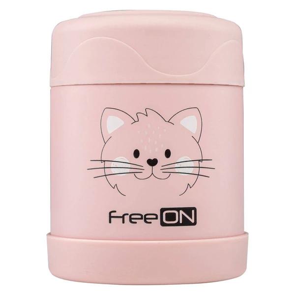 Термос за храна FreeON 350 ml, Маче или Лав – Маче, Розова