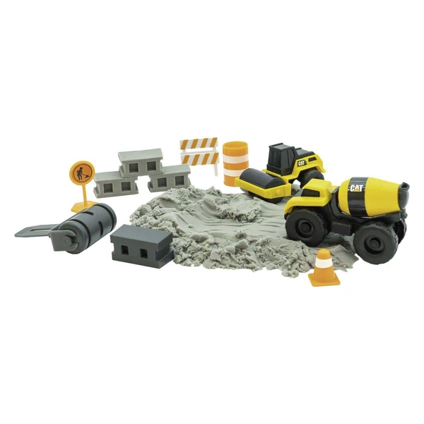 Градежен сет Funrise CAT Little Machines, 10 делови – Багер и мешалка со материјал