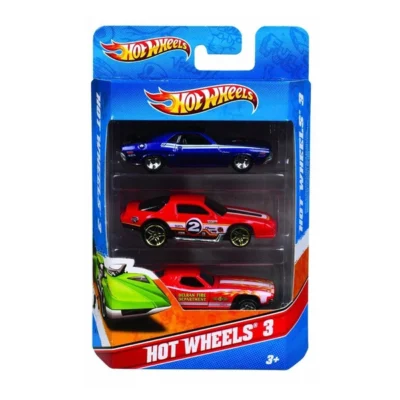 Комплет Hot Wheels со 3 автомобила – Син автомобил, црвен пикап и портокалов модел