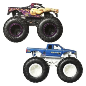 Двоен комплет Hot Wheels Monster Trucks Demolition Doubles, 1:64 – Бургер-возило и Bigfoot