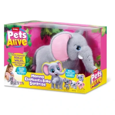 Интерактивен слон со бебиња ZURU Pets Alive