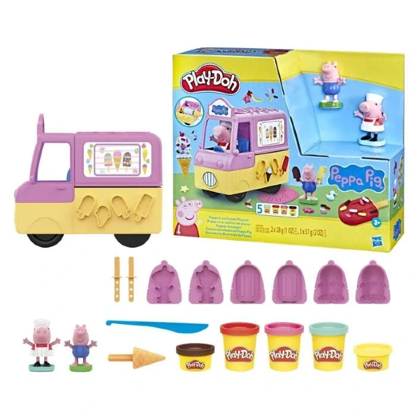 Камион за сладолед Пепа Пиг Play-Doh со 5 бои – слика 3
