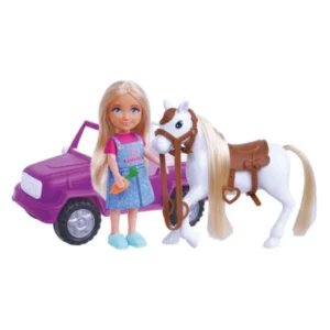 kukla AnKiki so dzhip – Kukla AnKiki so dzhip, prikolka i konj Masen Toys 12,7 sm