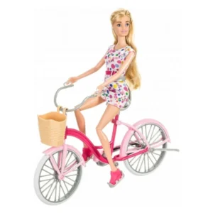 kukla so rozov velosiped – Kukla Anlili so rozov velosiped i korpa Masen Toys 29 sm