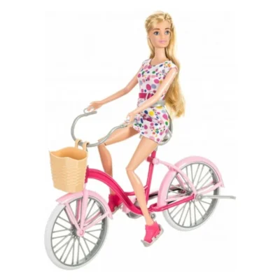 kukla so rozov velosiped – Kukla Anlili so rozov velosiped i korpa Masen Toys 29 sm