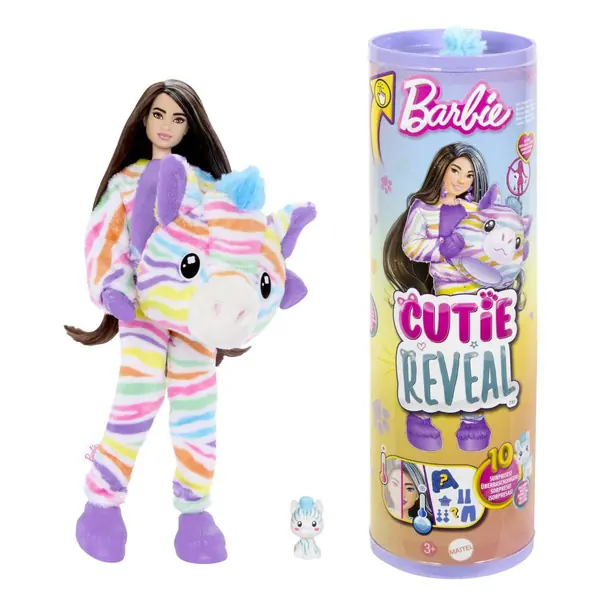 Кукла Barbie Cutie Reveal Color Dream, избор на животно — Зебра — главен приказ на моделот