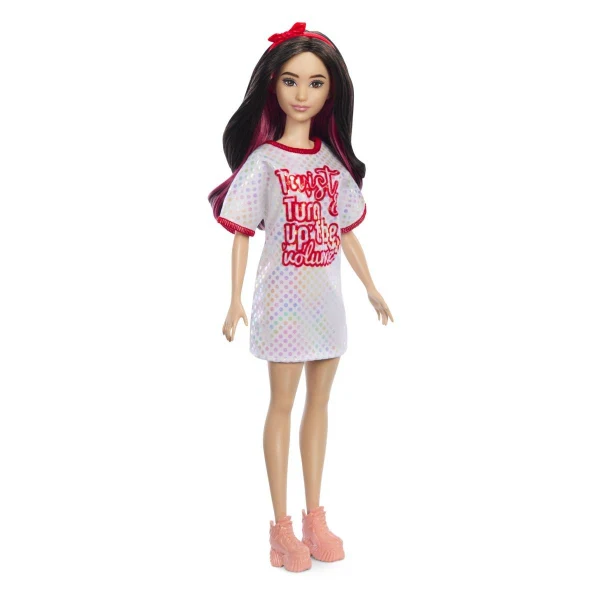 Barbie Fashionistas manekenka – Bela maica so natpis