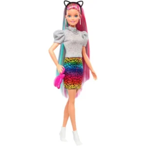 Кукла Barbie Leopard Rainbow Hair со додатоци — главен приказ на моделот