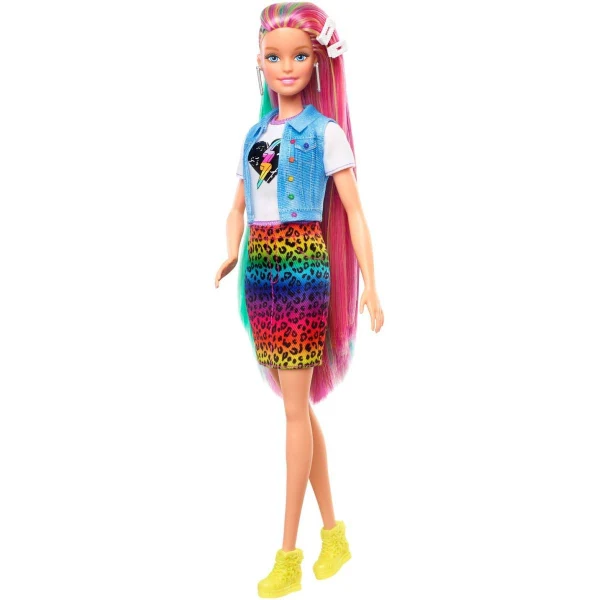 Кукла Barbie Leopard Rainbow Hair со додатоци — дополнителен приказ 4