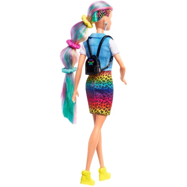 Кукла Barbie Leopard Rainbow Hair со додатоци — дополнителен приказ 5