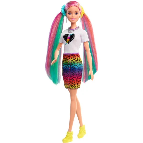 Кукла Barbie Leopard Rainbow Hair со додатоци — дополнителен приказ 6