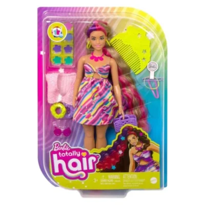 Barbie Totally Hair rozovi prameni – Kukla Barbie Totally Hair rozovi prameni, kosa od 21 sm