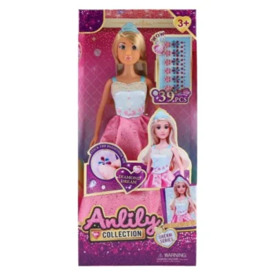 kukla princeza Anlili – Kukla princeza Anlili so tijara i 39 nalepnici Masen Toys 29 sm