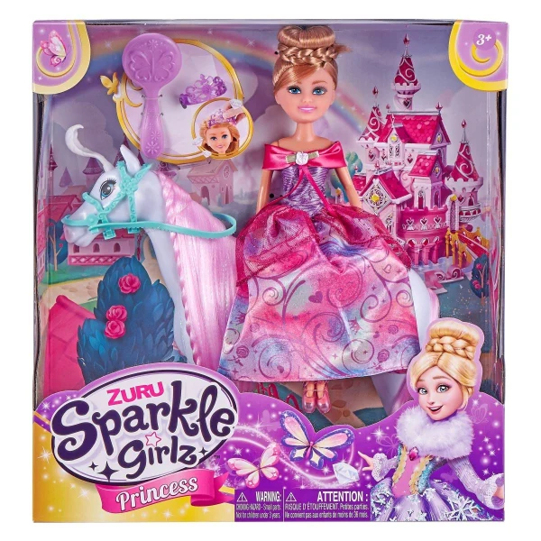 Кукла Sparkle Girlz со еднорог и четка — главен приказ на моделот
