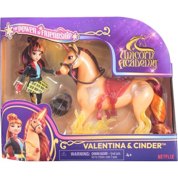 Valentina i ednorogot Cinder – Kukla Valentina i ednorogot Cinder Unicorn Academy so sedlo