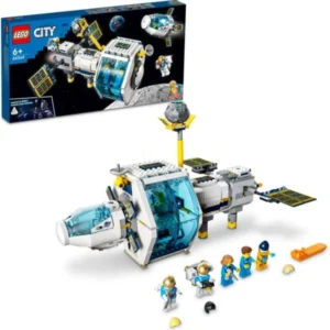 LEGO City 60349 – kutija, sostavena stanica i astronauti