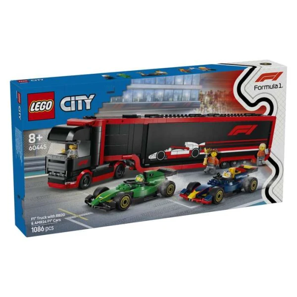 LEGO City 60445 F1 kamion so avtomobili RB20 i AMR24