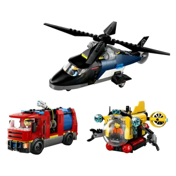 LEGO City 60462 – helikopter, protivpozharen kamion i podmornica