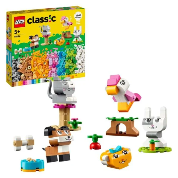 LEGO Classic 11034 – kuche, machka, hrchak, zajak i ptica od kocki
