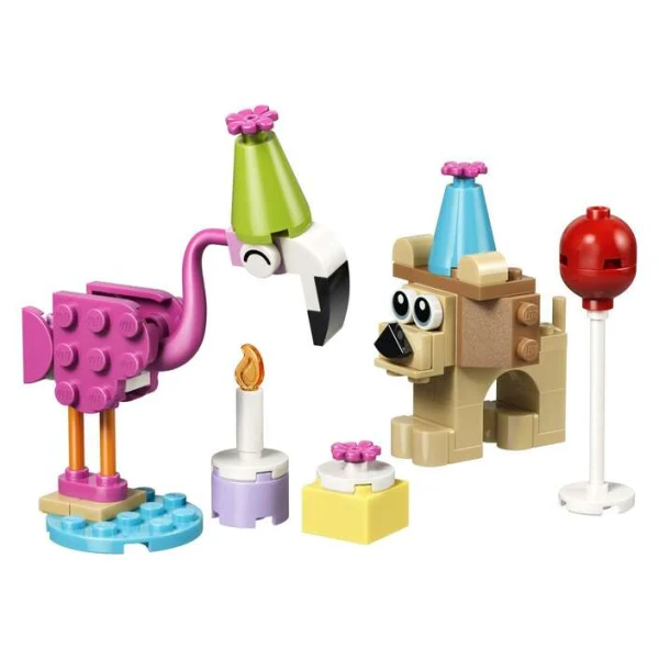 LEGO Creator 30715 – flamingo i lav so rodendenski kapi i torta
