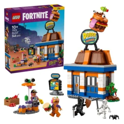 LEGO Fortnite 77076 – kutija i sostaven restoran so minifiguri