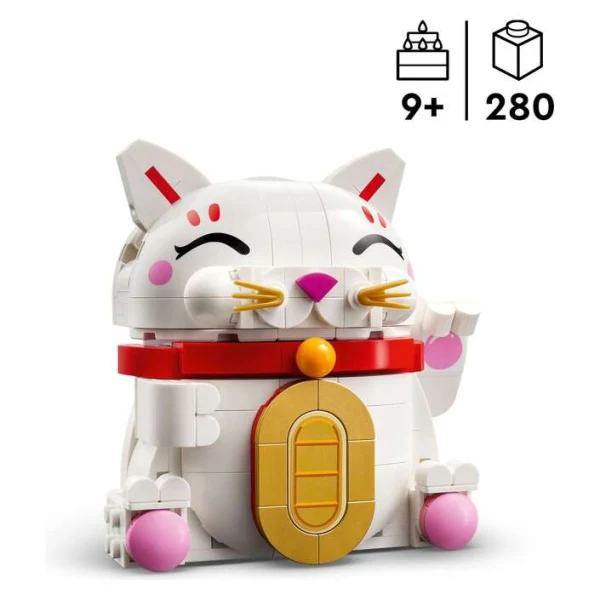 LEGO Icons 40813 – bela machka so zlatna plochka na stomakot