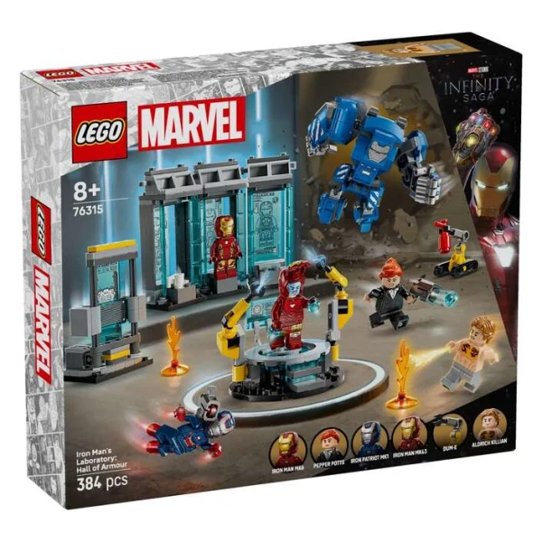 LEGO Marvel 76315 laboratorija na Iron Man so sala za oklopi