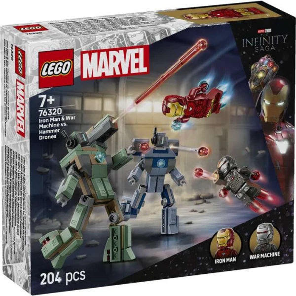 LEGO Marvel 76320 Iron Man i War Machine nasproti dronovite Hammer