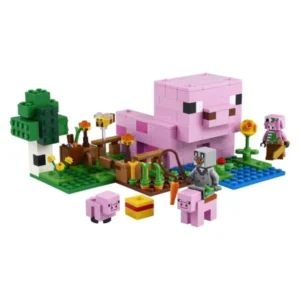 LEGO Minecraft 21268 – sostavena kukja vo oblik na prase so gradina
