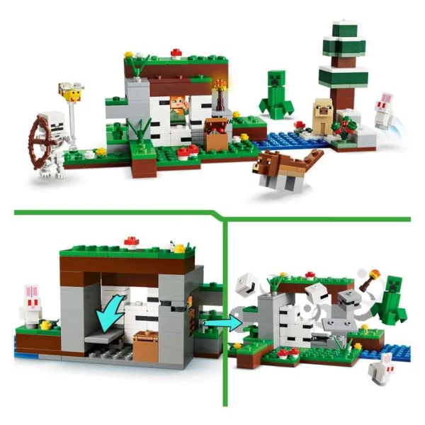 LEGO Minecraft 21593 – funkcija na eksplozija na zasolnishteto
