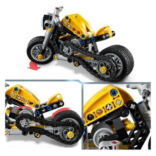 LEGO Technic 42225 – pogled na funkciite na motocikloto