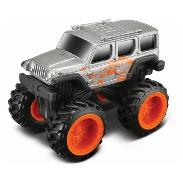 Теренски минивозила Maisto Dirt Demons, 10 см – Сребрен теренец со портокалови тркала
