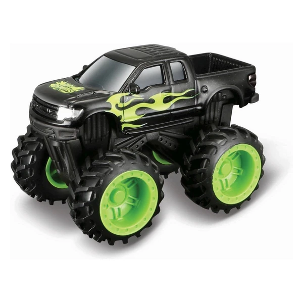 Теренски минивозила Maisto Dirt Demons, 10 см – Црн пикап со зелени тркала