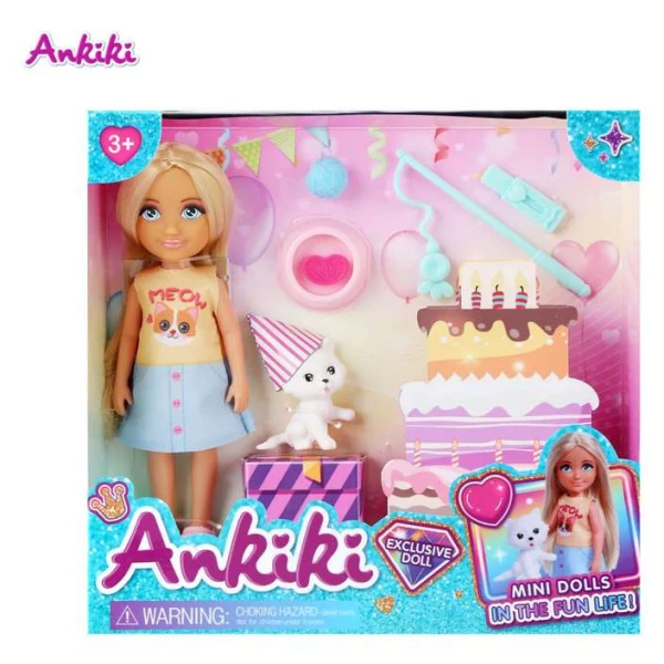 kukla AnKiki so mache – Mala kukla AnKiki so mache i rodendenska zabava Masen Toys 12,7 sm