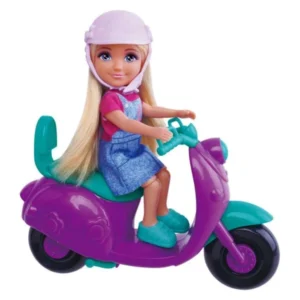 kukla AnKiki so violetov skuter – Mala kukla AnKiki so violetov skuter Masen Toys 12,7 sm