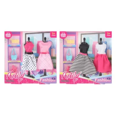 obleka za kukli 29 sm – Obleka za kukli 29 sm Masen Toys – 2 fustani, 2 chanti i chevli