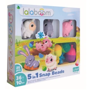 Lalaboom Snap Beads – животни од фарма, 25 делови