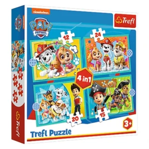 Комплет сложувалки Trefl 4во1, 12–24 делови – Paw Patrol – весел тим