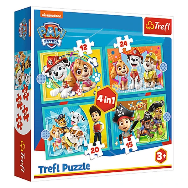 Комплет сложувалки Trefl 4во1, 12–24 делови – Paw Patrol – весел тим